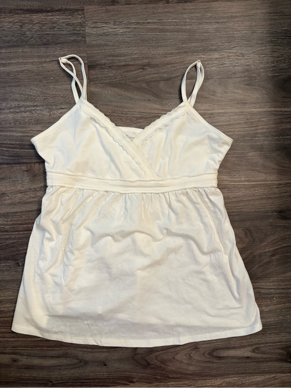 No Boundaries Cream Wrap-Style Cami with Lace Trim